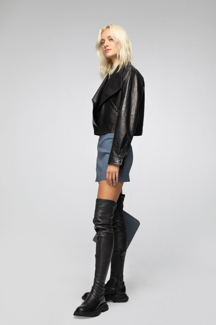 Vespucci By Vsp Salamone - Veste En Cuir Noir