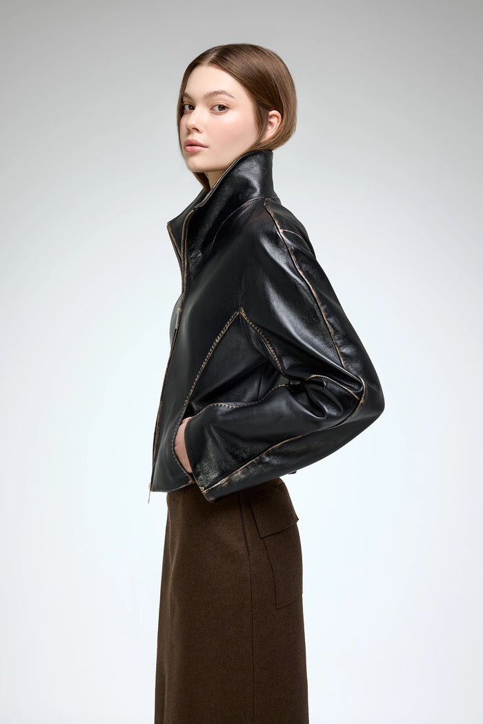 Vespucci By Vsp Serra - Veste En Cuir Noir
