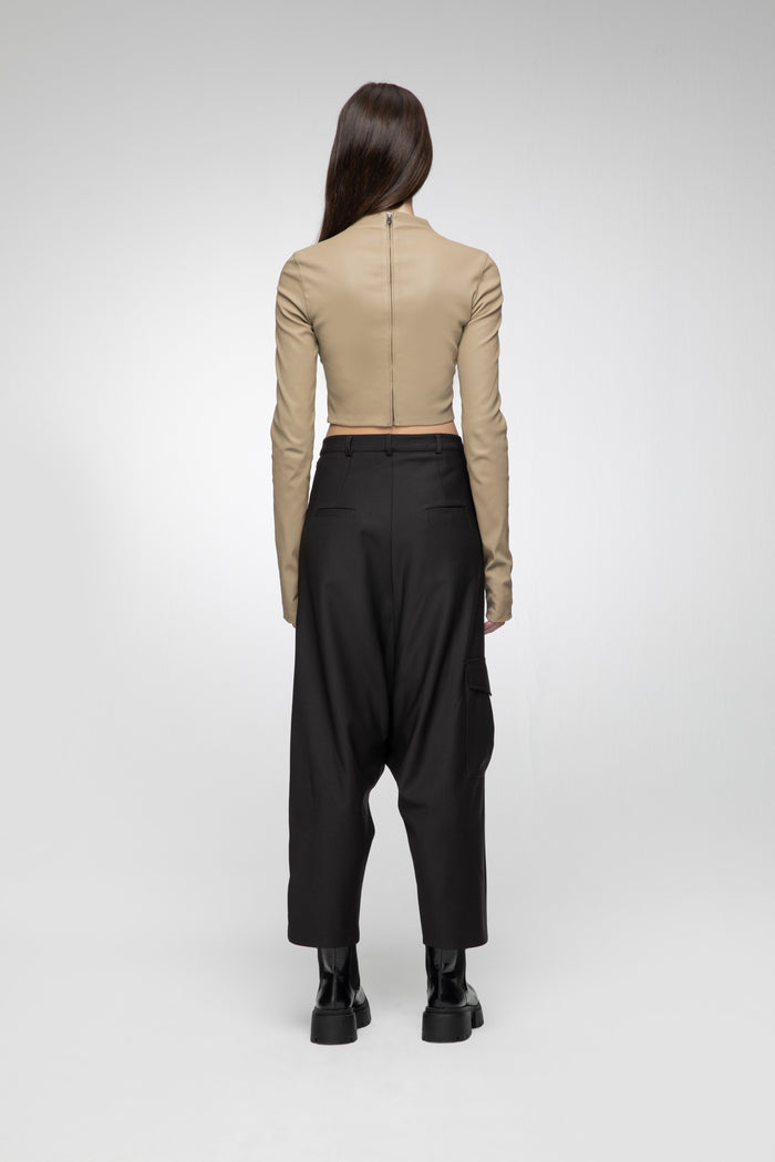 Vespucci By Vsp Top En Cuir Beige Foncé