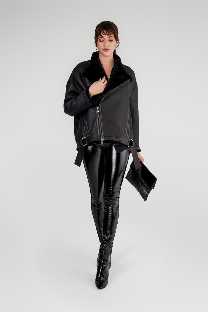 Vespucci By Vsp Valentine - Veste En Peau Lainée