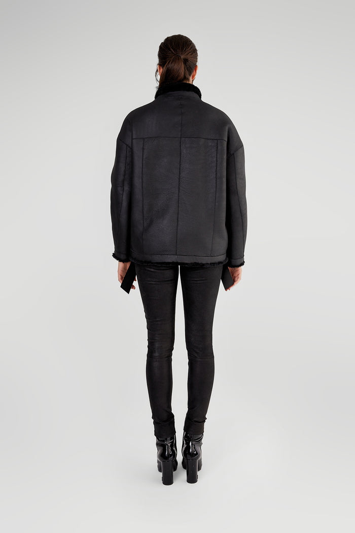 Vespucci By Vsp Valentine - Veste En Peau Lainée