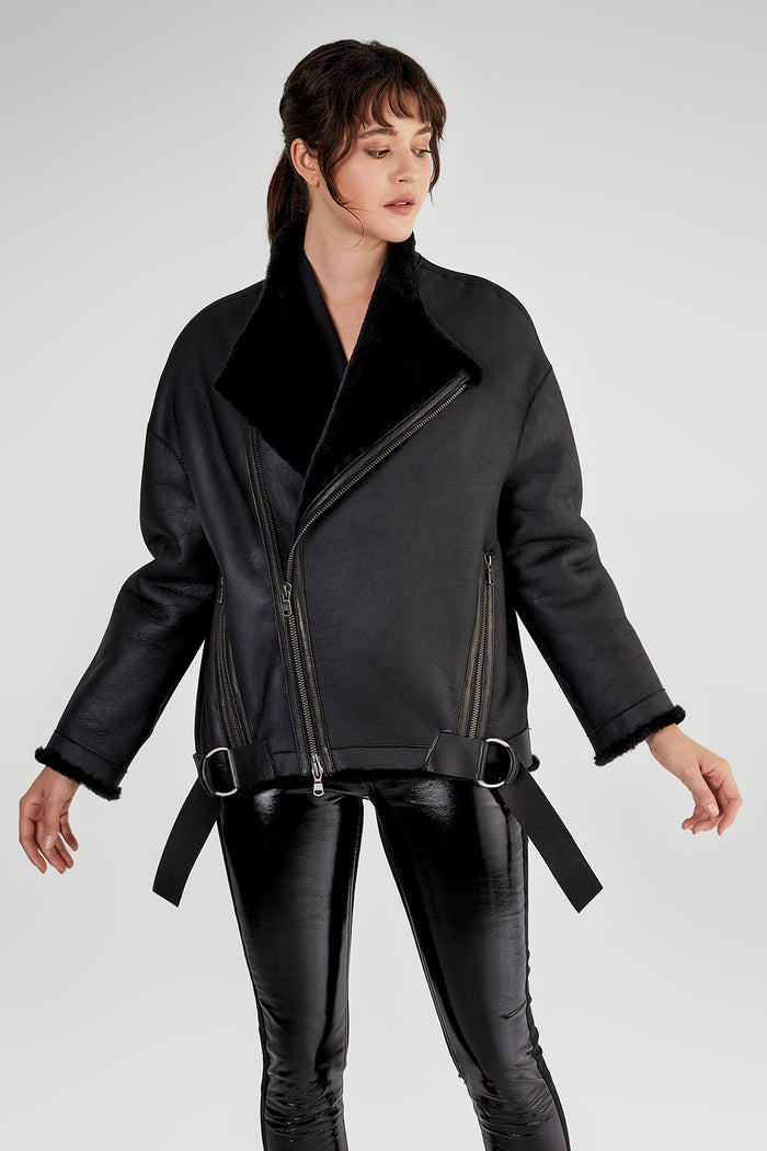 vespucci by vsp Valentine - Veste en peau lainée