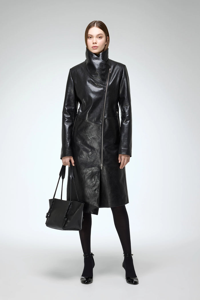 Vespucci By Vsp Vespera - Manteau En Cuir Noir