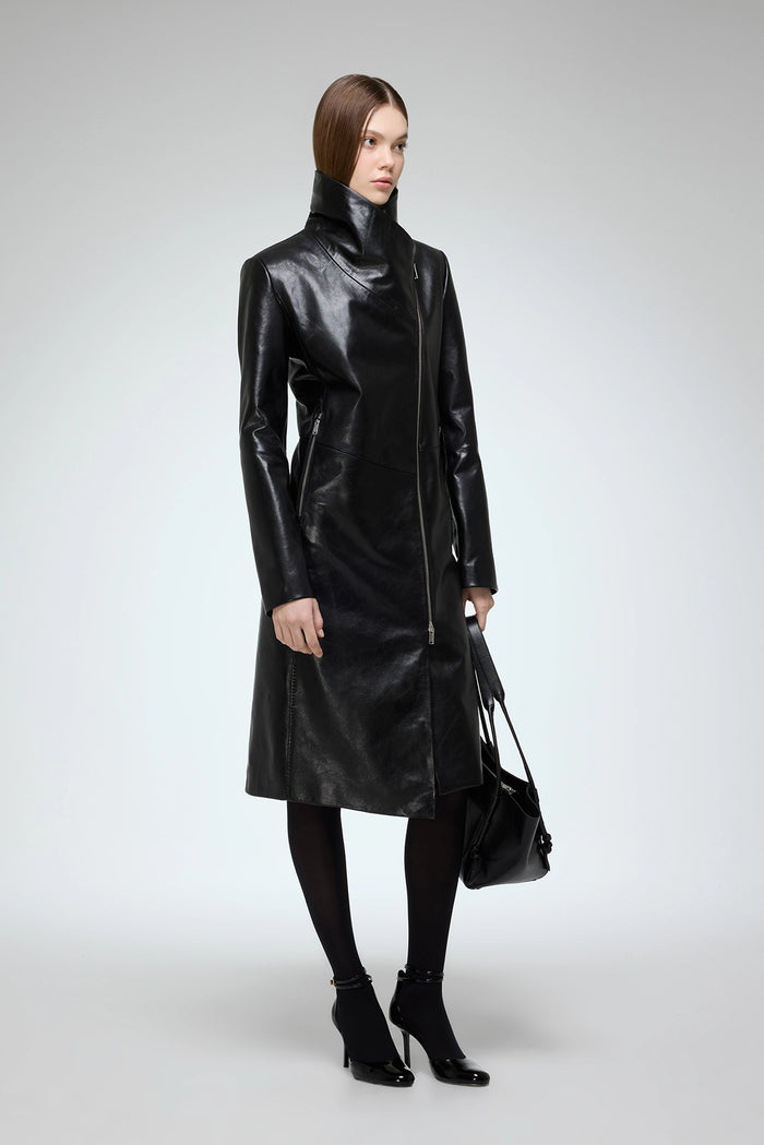 Vespucci By Vsp Vespera - Manteau En Cuir Noir