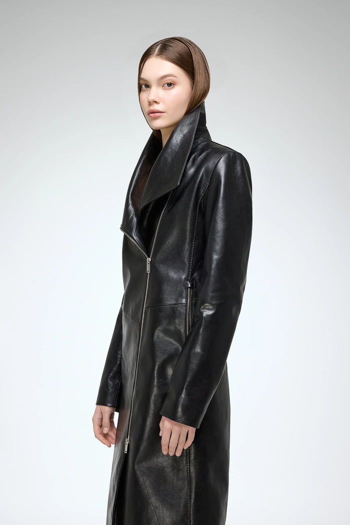Vespucci By Vsp Vespera - Manteau En Cuir Noir