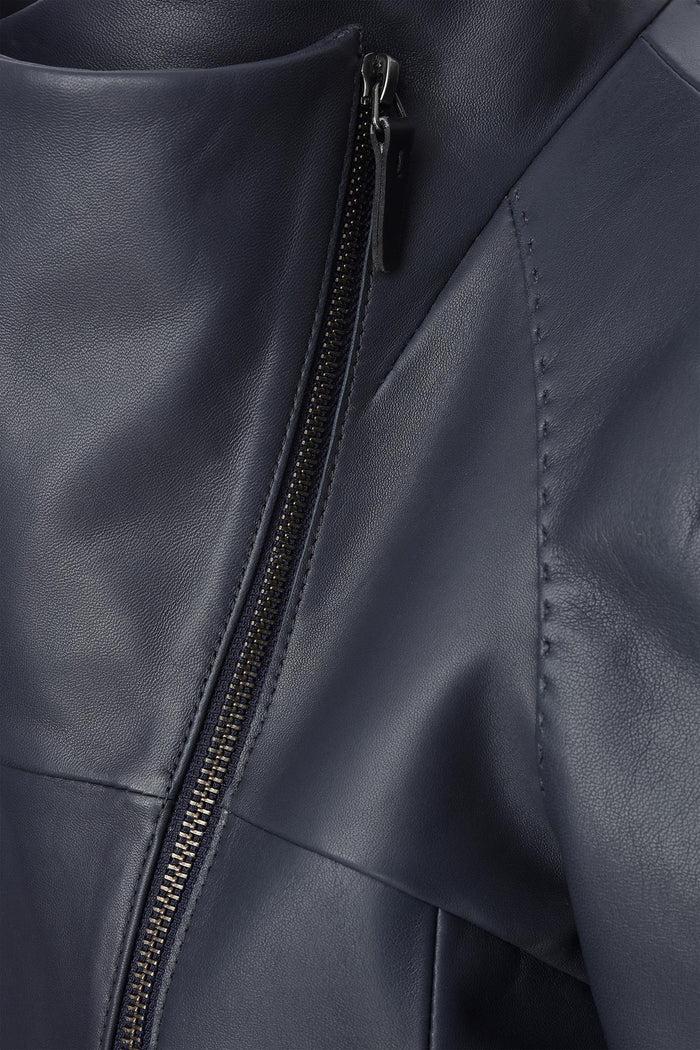 Vespucci By Vsp Veste En Cuir Bleu Gris