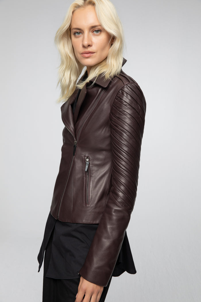 Vespucci By Vsp Veste En Cuir Bordeaux