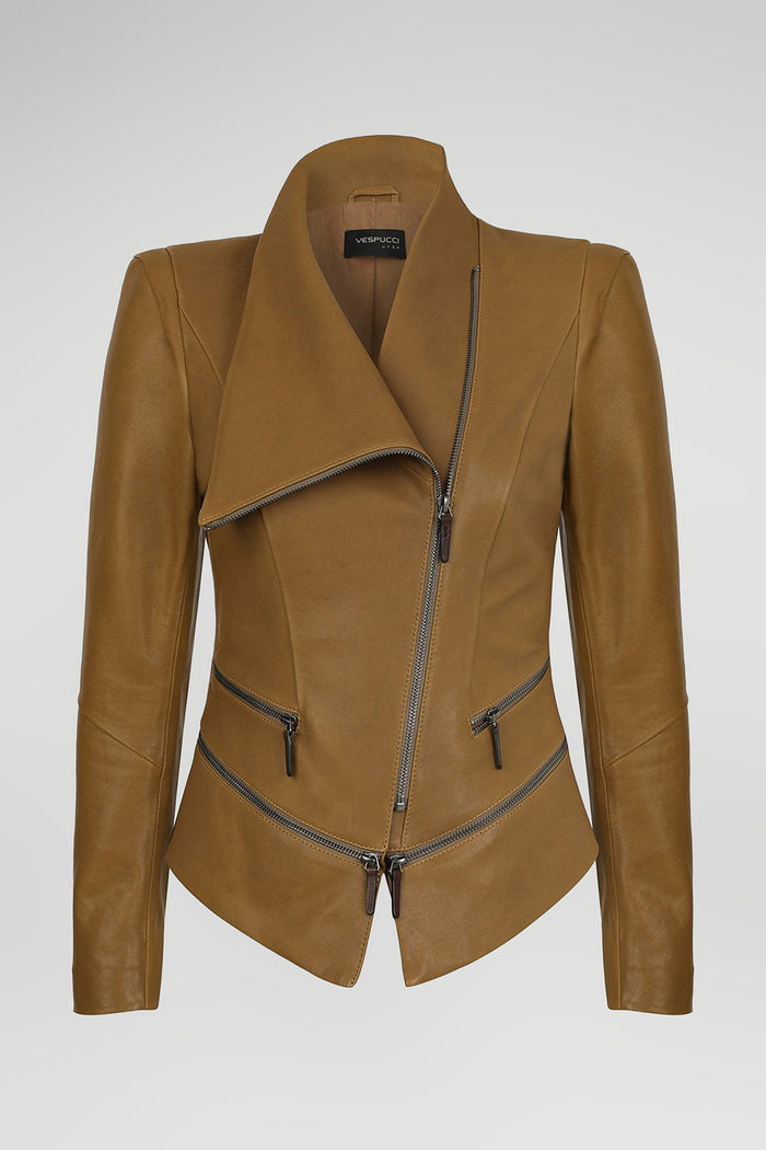 vespucci by vsp Veste en cuir Camel