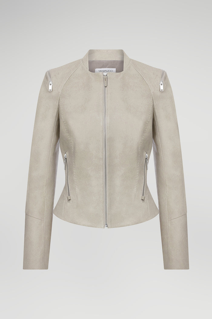 vespucci by vsp Veste en cuir crème