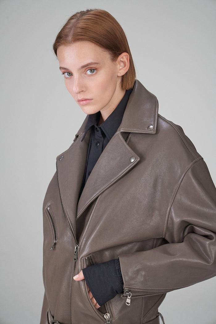 Vespucci By Vsp Veste En Cuir Gris