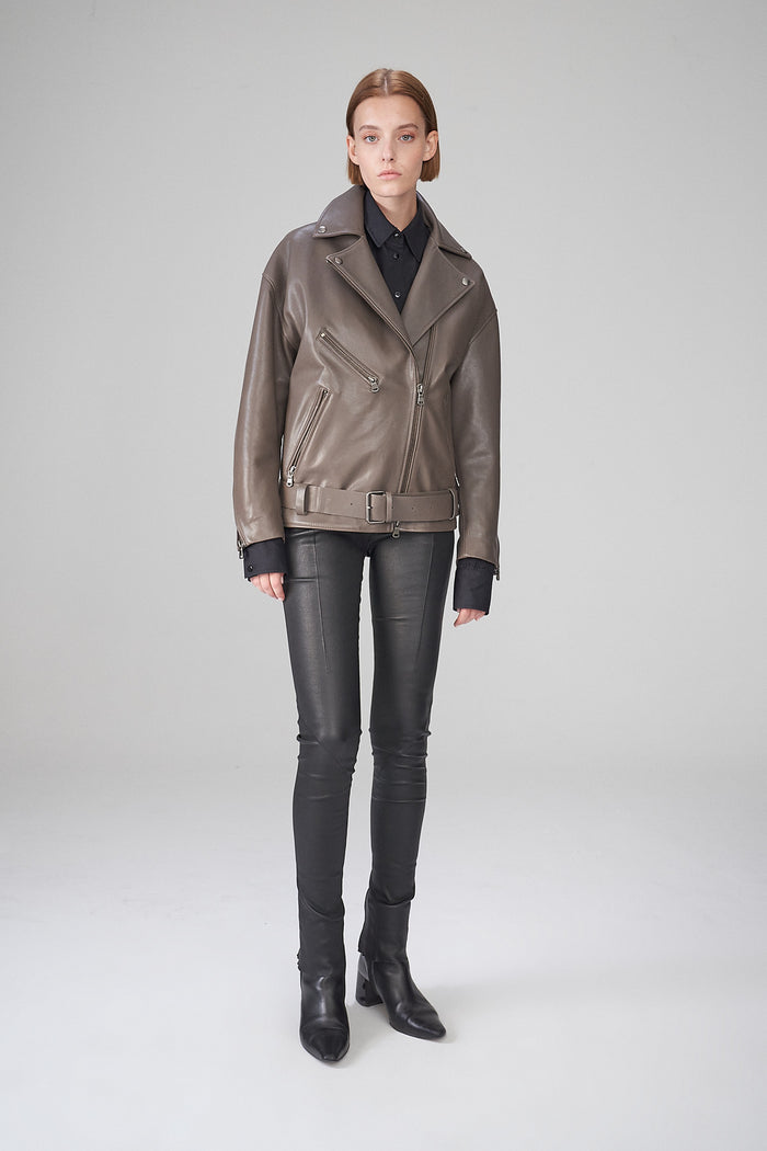 Vespucci By Vsp Veste En Cuir Gris
