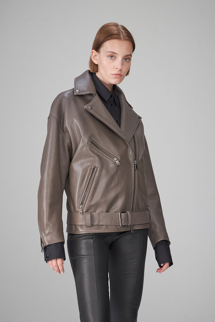 Vespucci By Vsp Veste En Cuir Gris