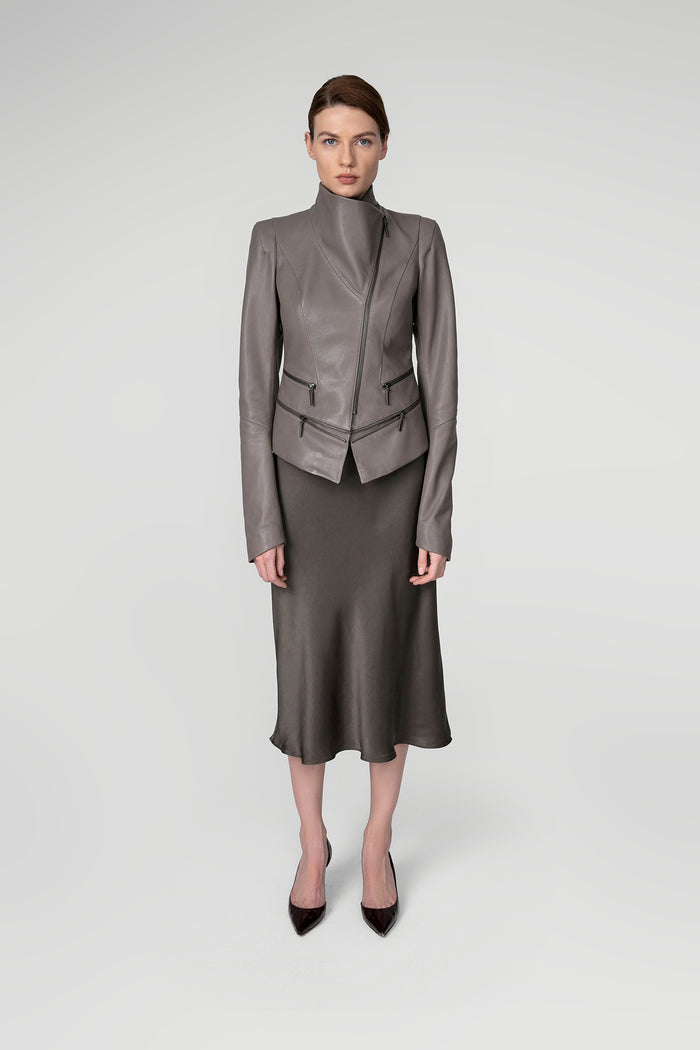 Vespucci By Vsp Veste En Cuir Gris