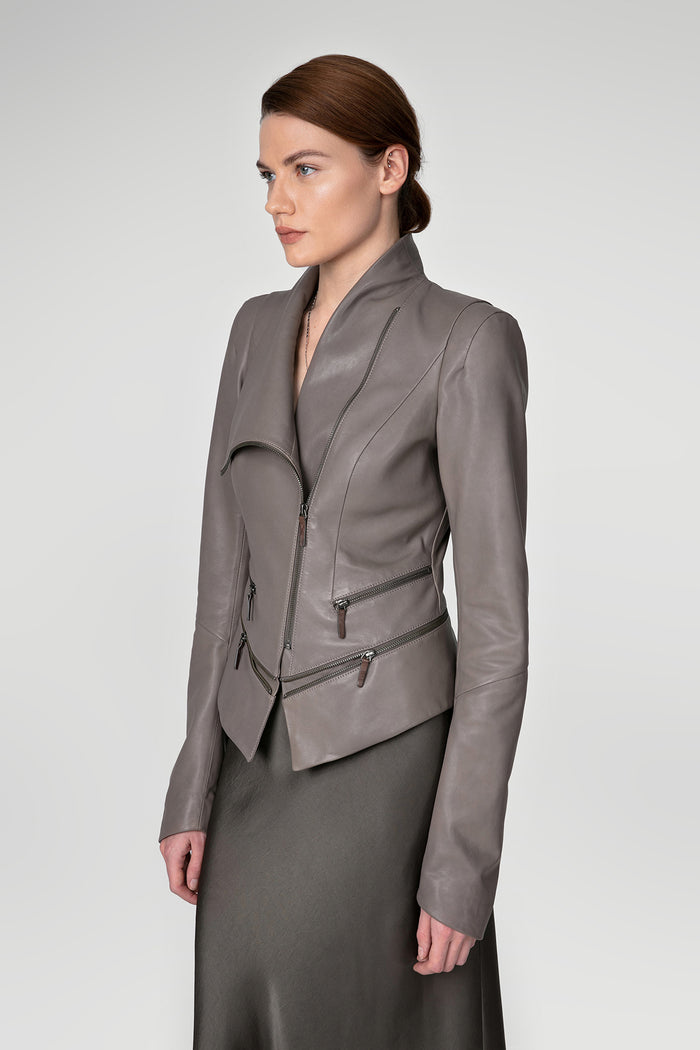 Vespucci By Vsp Veste En Cuir Gris