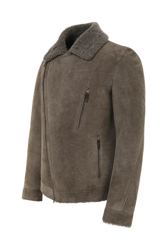 Vespucci By Vsp Veste En Peau Lainée Grise