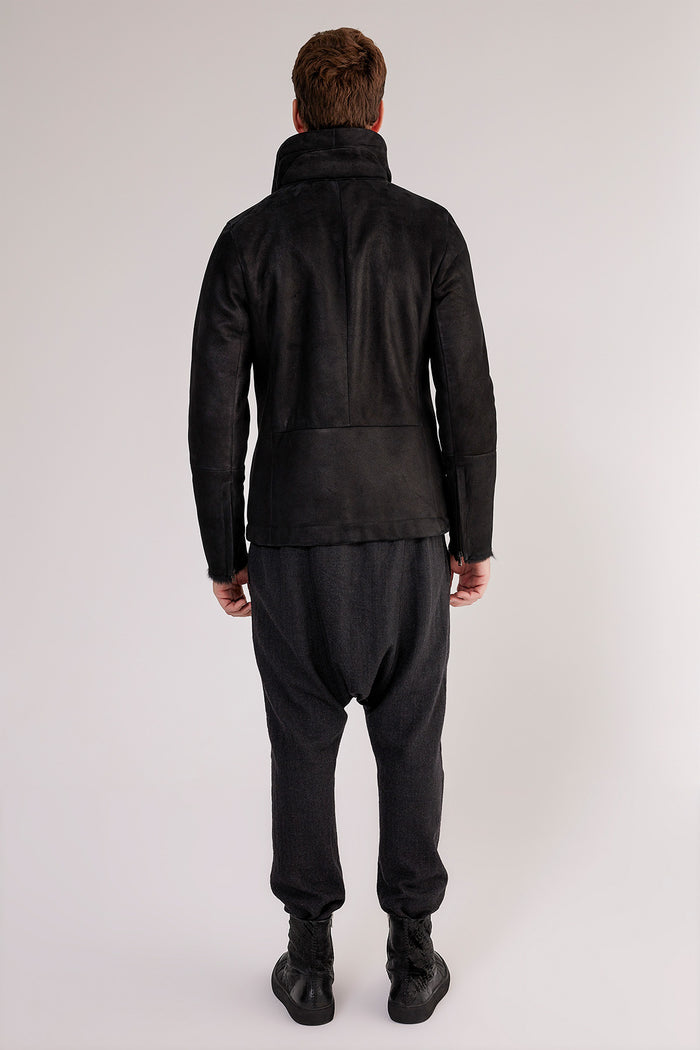 Vespucci By Vsp - Veste En Peau Lainée Noire