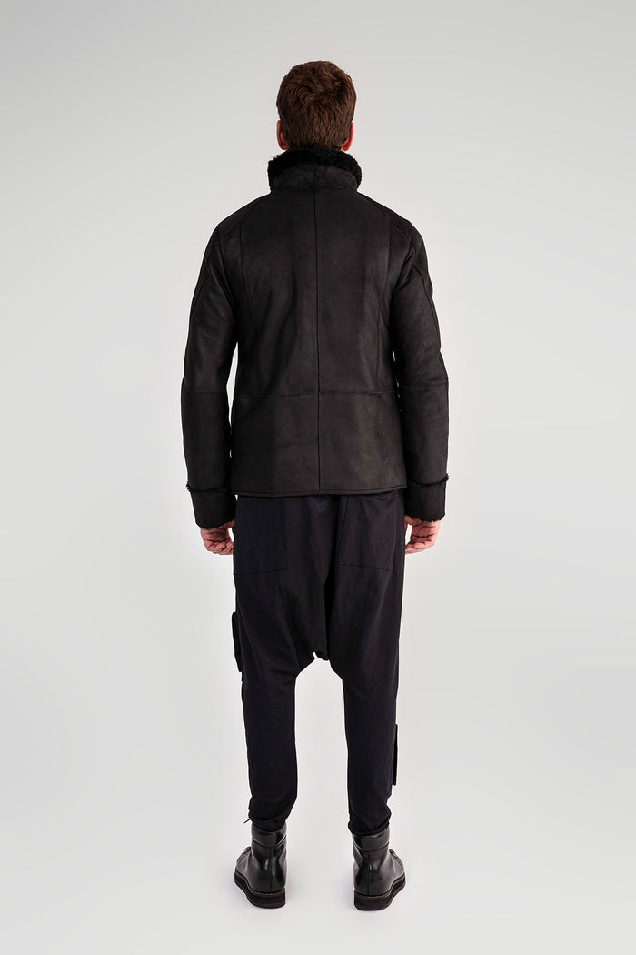 Vespucci By Vsp Veste En Peau Lainée Noire