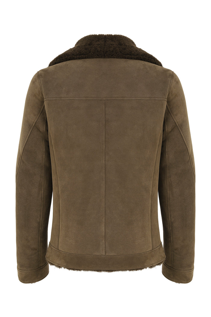 Vespucci By Vsp Veste En Peau Lainée Tabac Brun