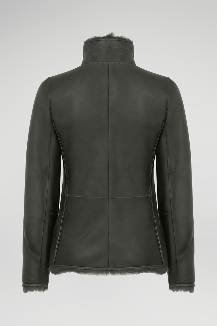 Vespucci By Vsp Veste En Peau Lainée Verte