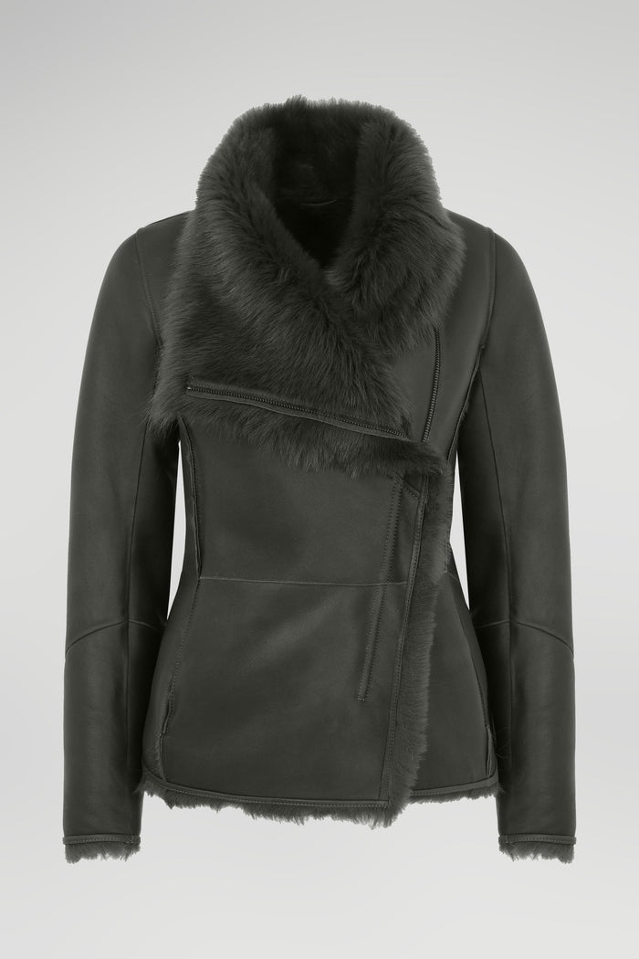 vespucci by vsp Veste en peau lainée Verte