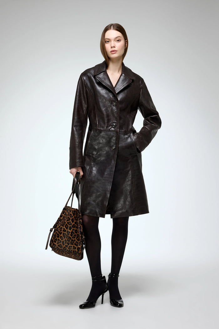 Vespucci By Vsp Vivian - Manteau En Cuir Marron
