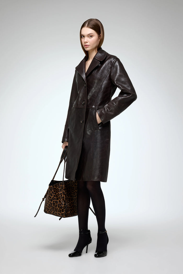 Vespucci By Vsp Vivian - Manteau En Cuir Marron