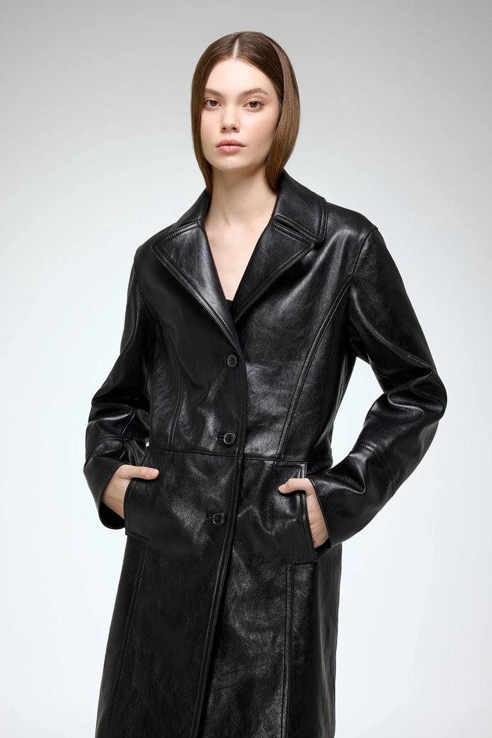 Vespucci By Vsp Vivian - Manteau En Cuir Noir