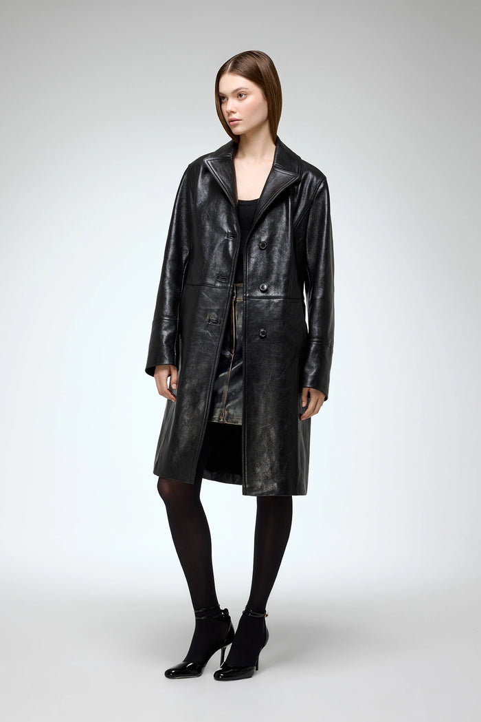 Vespucci By Vsp Vivian - Manteau En Cuir Noir