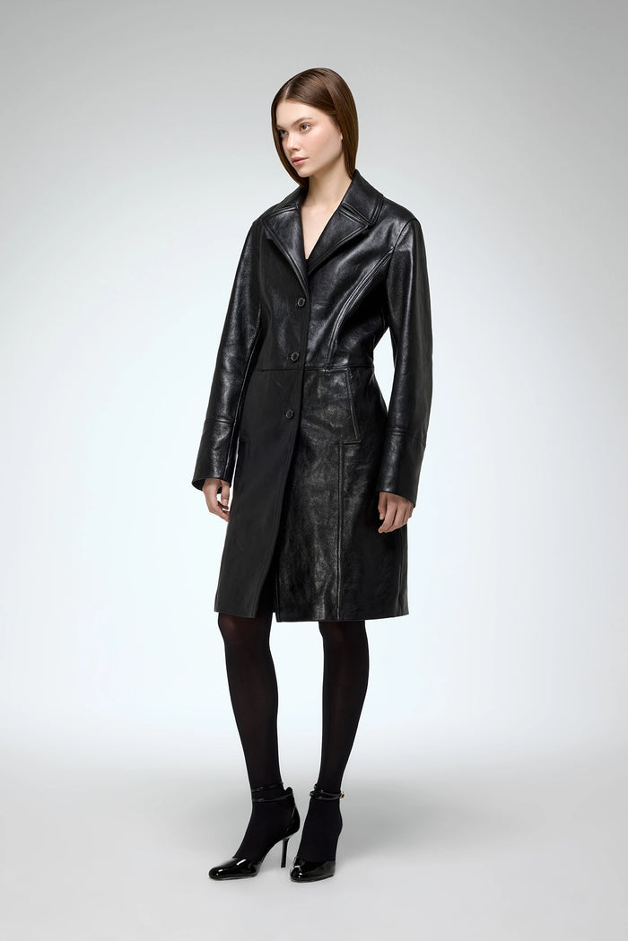 Vespucci By Vsp Vivian - Manteau En Cuir Noir