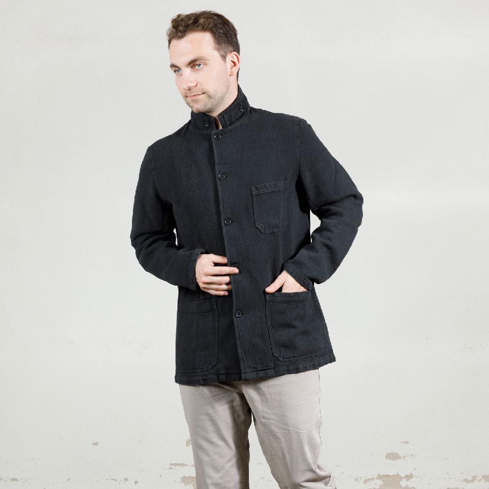 Vétra Officer Collar Jacket In Herringbone Fabric 1A/22
