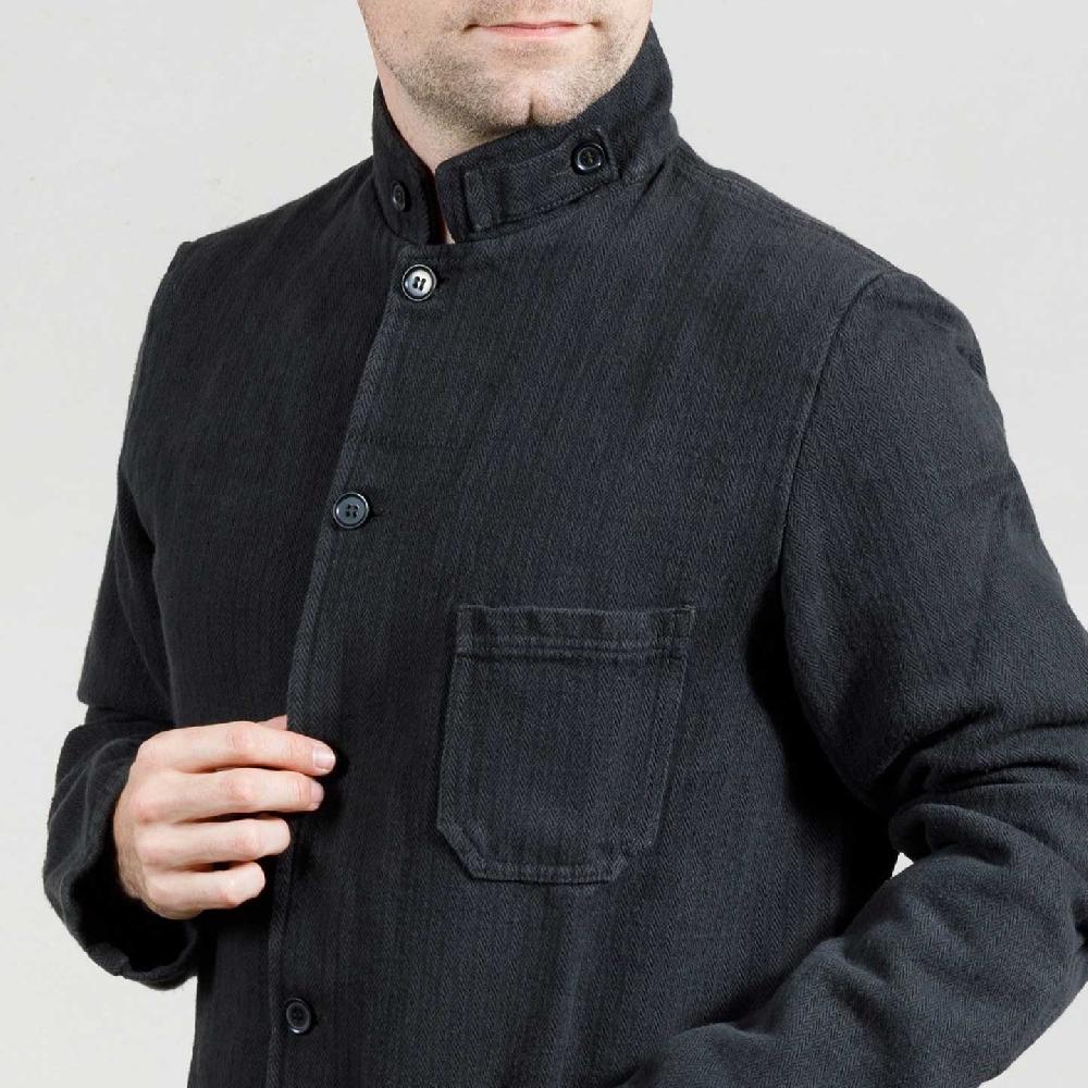 Vétra Officer Collar Jacket In Herringbone Fabric 1A/22