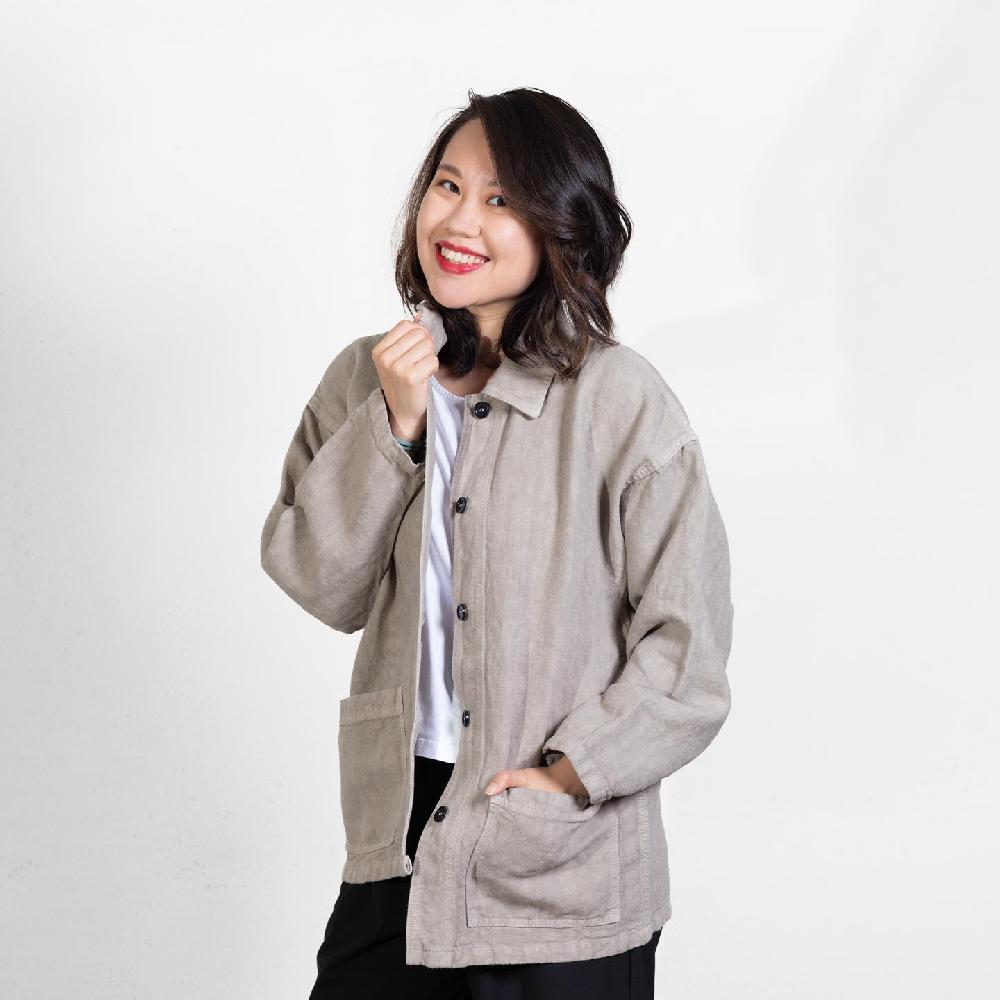 vétra Veste femme oversized en 100% lin 2L/6L