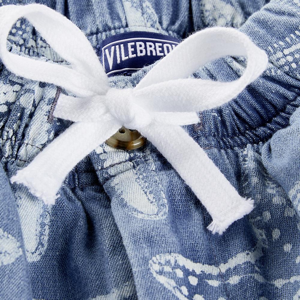Vilebrequin Bermuda En Denim Léger Garçon Imprimé Starfish Contrasté