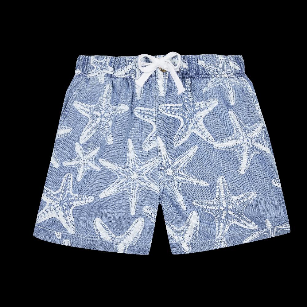 vilebrequin Bermuda en denim léger garçon imprimé Starfish contrasté
