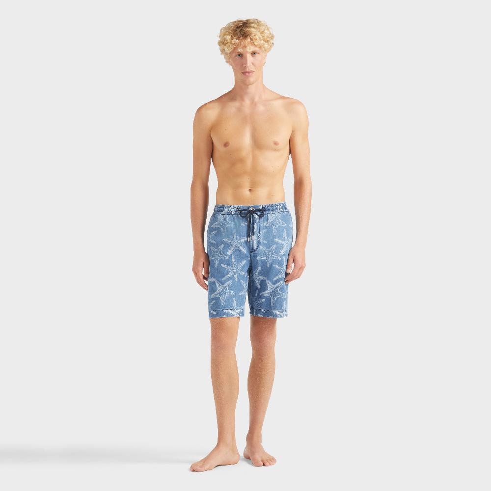 vilebrequin Bermuda en jean léger homme imprimé Starfish