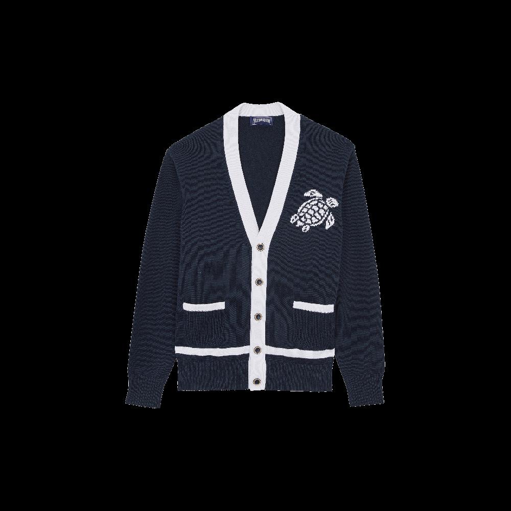 Vilebrequin Cardigan En Coton Homme Tortue Jacquard Bicolore