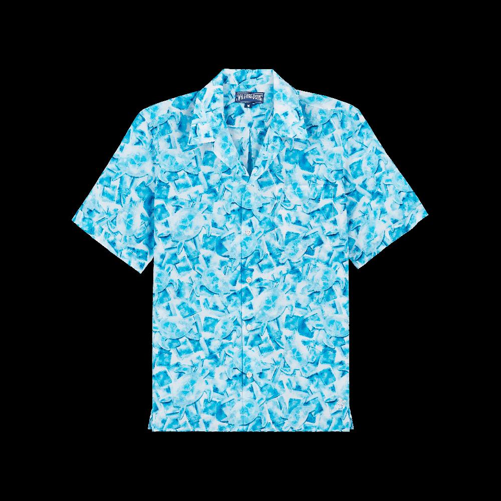 Vilebrequin Chemise Bowling En Coton Et Soie Homme Iced Turtles