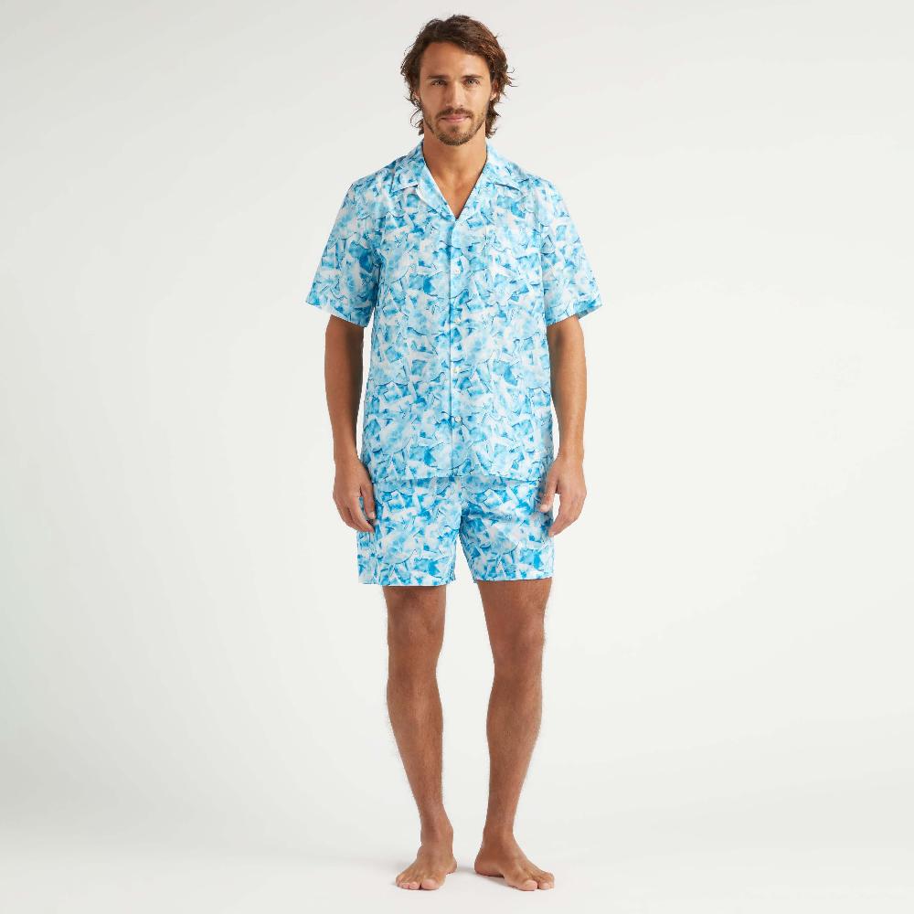 vilebrequin Chemise bowling en coton et soie homme Iced Turtles