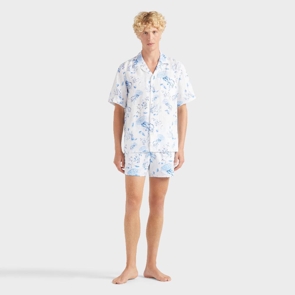 vilebrequin Chemise bowling en lin homme Medusa and Shells