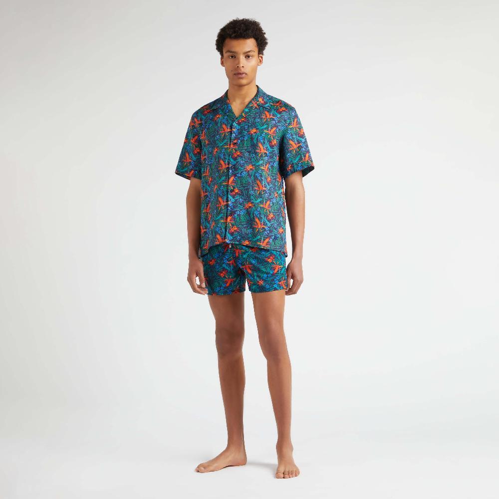 vilebrequin Chemise bowling en lin homme Tropical Flowers