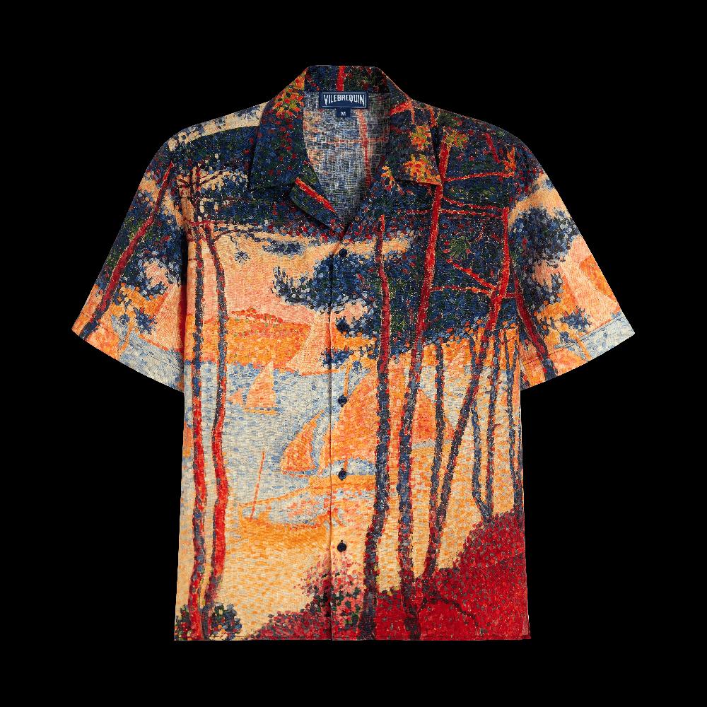 Vilebrequin Chemise Bowling En Lin Homme Voiles De Pin