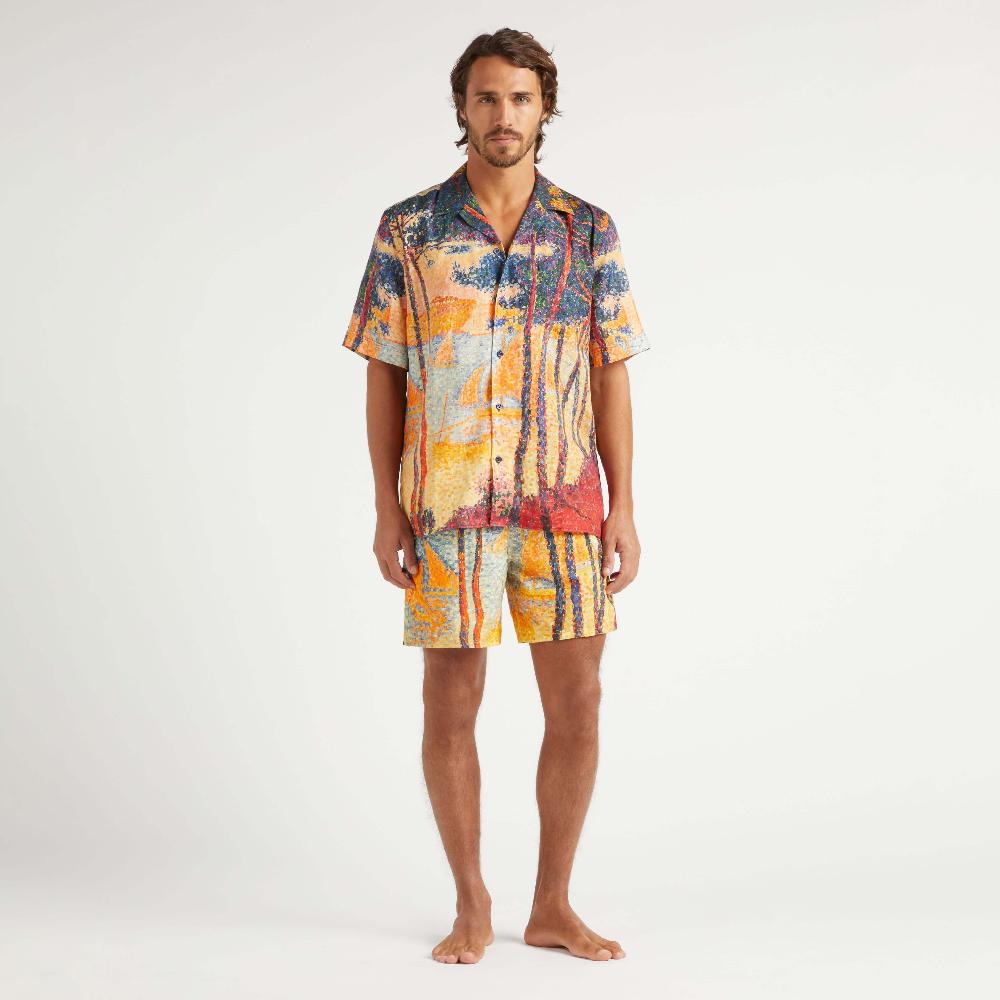 vilebrequin Chemise bowling en lin homme Voiles de Pin