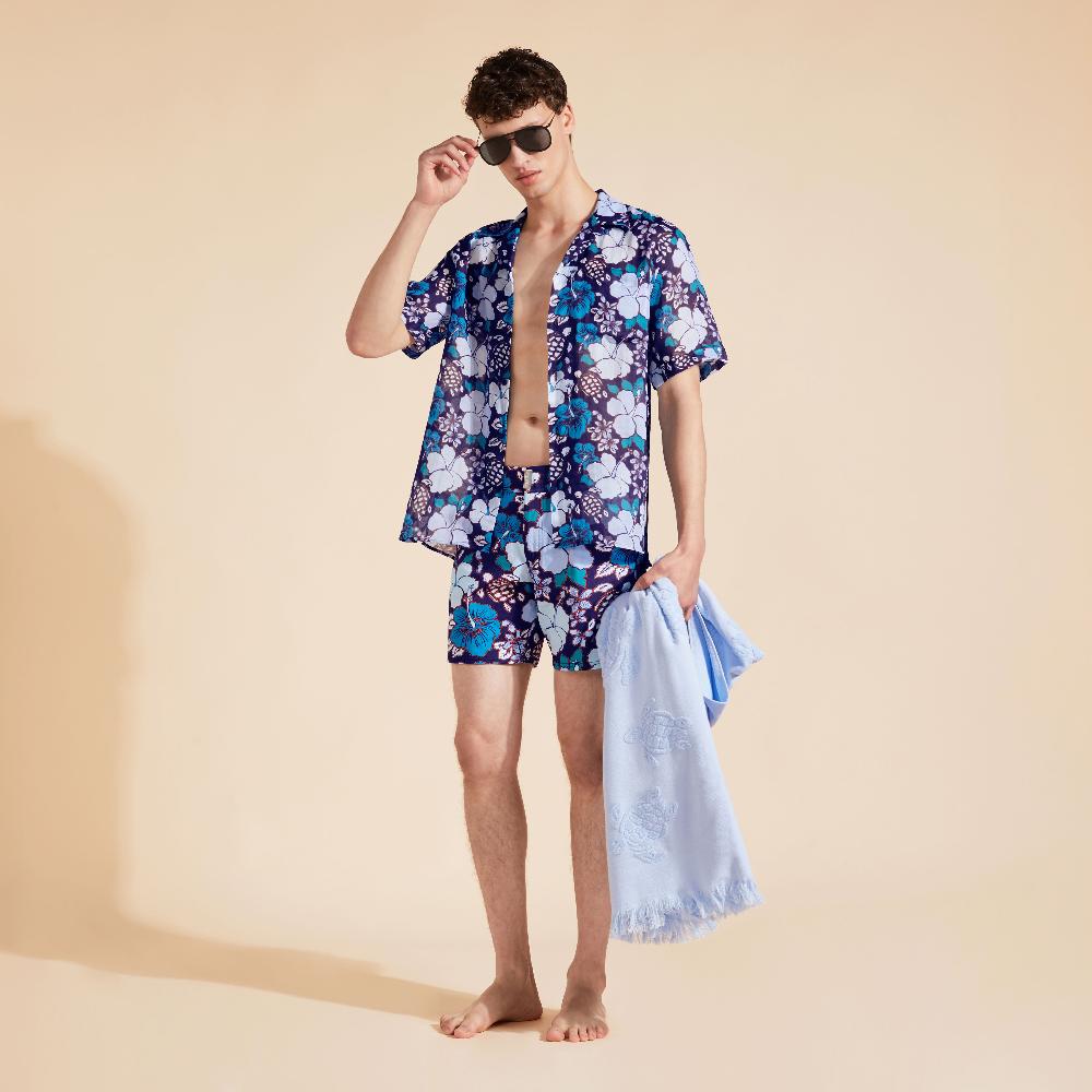 Vilebrequin Chemise Bowling En Ramie Homme Tropical Turtles