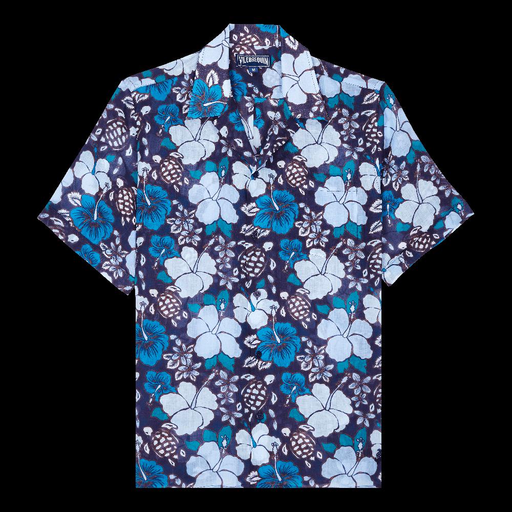 Vilebrequin Chemise Bowling En Ramie Homme Tropical Turtles