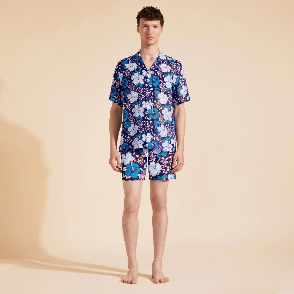 vilebrequin Chemise bowling en ramie homme Tropical Turtles