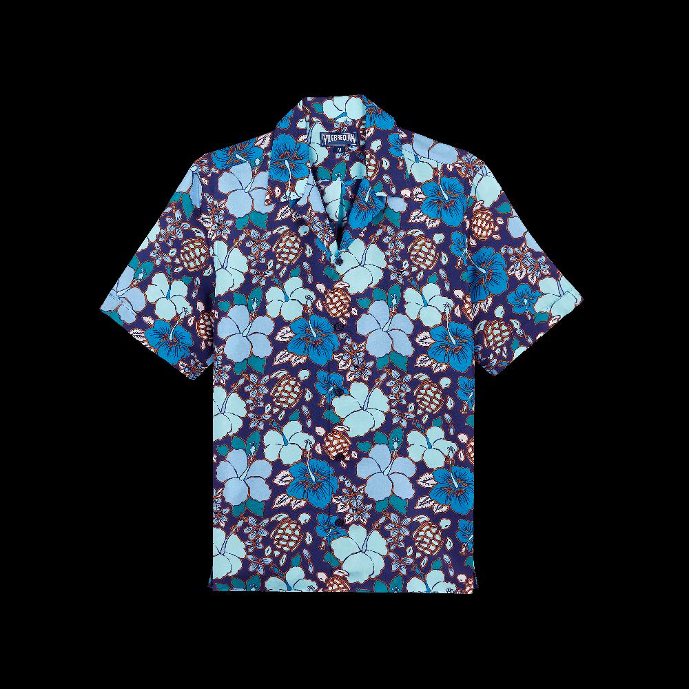 Vilebrequin Chemise Bowling En Soie Homme Tropical Turtles