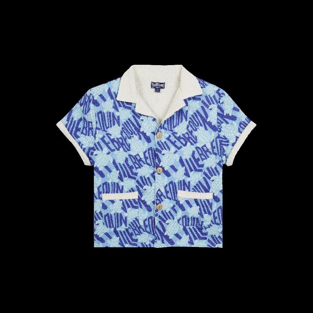 vilebrequin Chemise en coton garçon Ronde des Tortues Logo