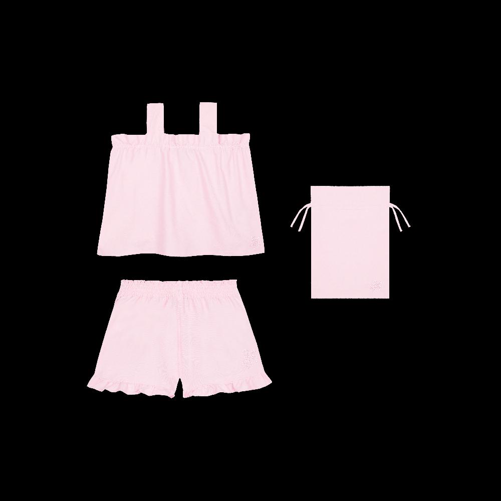 vilebrequin Ensemble rose pour fille en coton tortue brodée