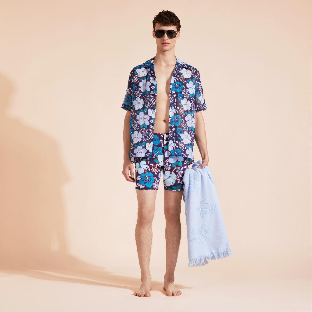 Vilebrequin Maillot De Bain Homme Court Stretch Ceinture Plate Tropical Turtles