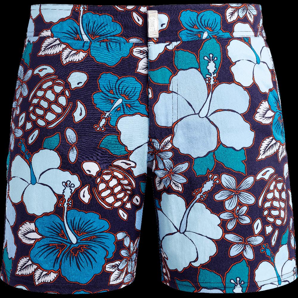 Vilebrequin Maillot De Bain Homme Court Stretch Ceinture Plate Tropical Turtles